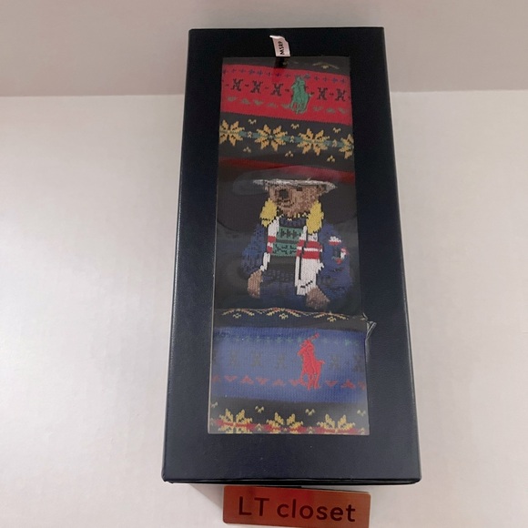 New POLO RALPH LAUREN Polo Bear Socks 3 Pair Gift Box Set Shoe Size 10-13 - Picture 1 of 2